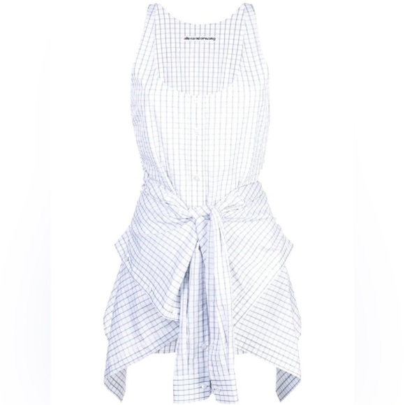 Alexander Wang Pants - ALEXANDER WANG Plaid Print Scoop Neck Poplin Tie-Waist Romper w/Tags Sz US 6